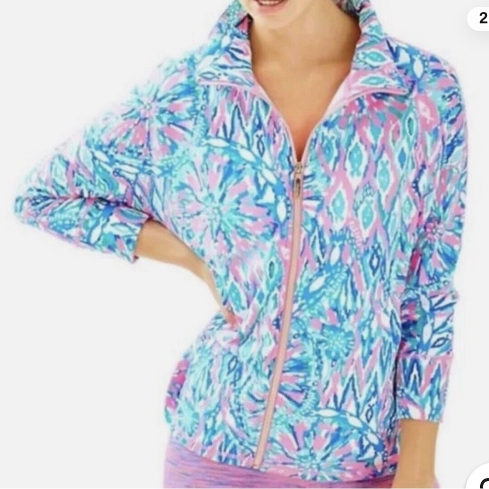 Women's Lily Pulitzer Blue and Pink Patterned jacket sz Med NWOT